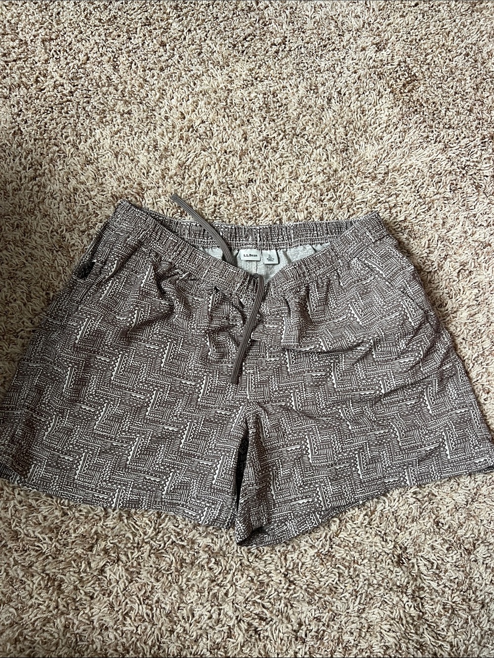 L.L. Bean Women's Brown Geometric Pull-On Shorts